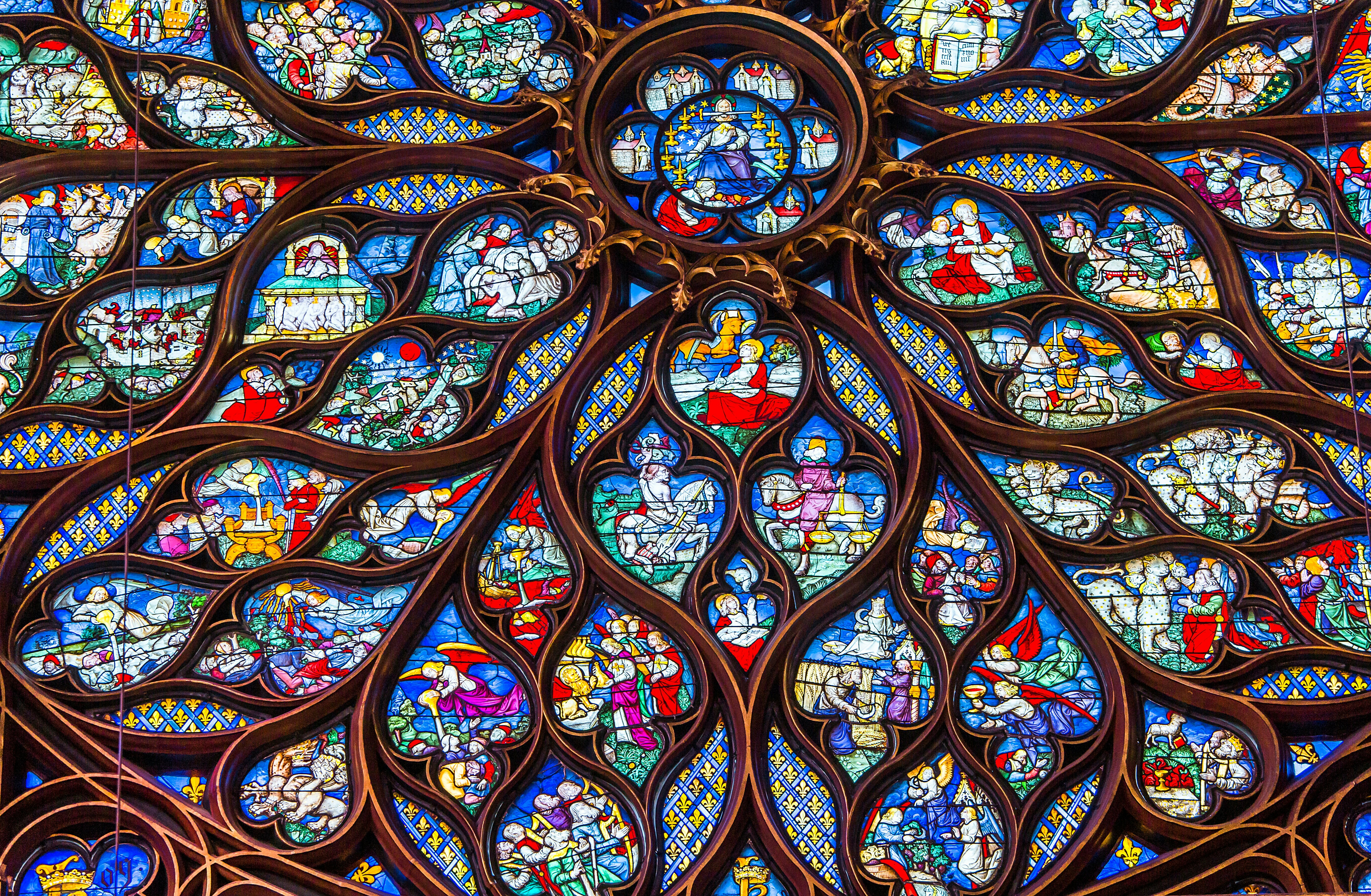 MARCH 16, 2017: a stained glass window inside the Sainte Chapelle church.