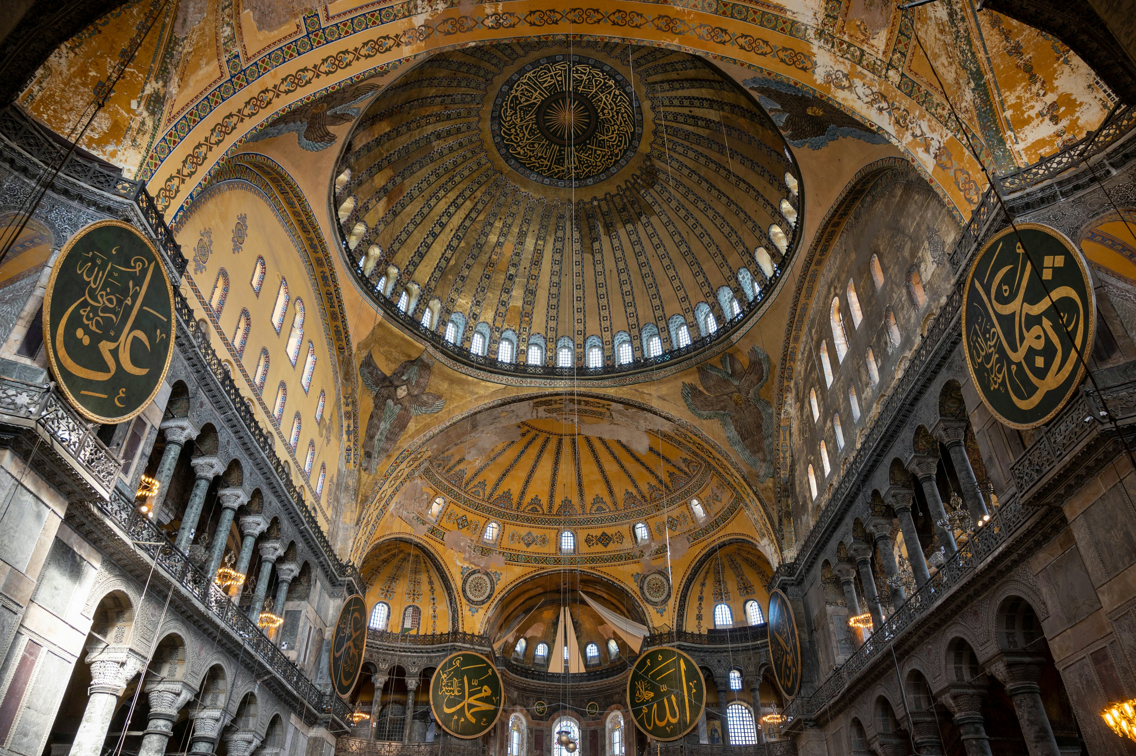 Hagia Sophia Grand Mosque in Istanbul, Türkiye. Built between 532 and 537AD by Roman Emperor Justinian I as the Christian Cathedral of Constantinople.